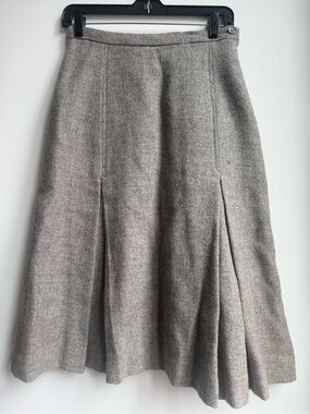 A-Line Wool Vintage Skirt in Taupe Gray 14